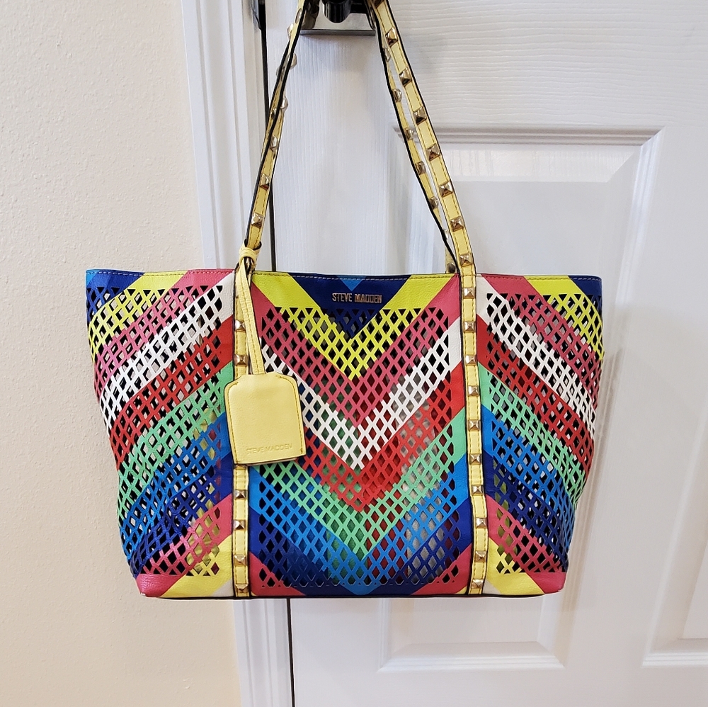 STEVE Madden multi colored tote bag with removable pouch